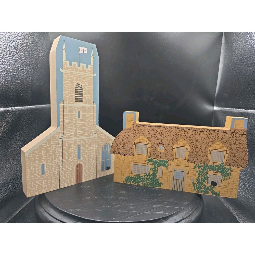 1995 Cats Meow Travelier St Leonard's Church & Thatched Cottage Cotswold  Series